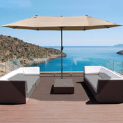 Aosom Umbrella 15ft Outdoor Patio Umbrella with Twin Canopy Sunshade and Lift Crank - Available in 4 Colours