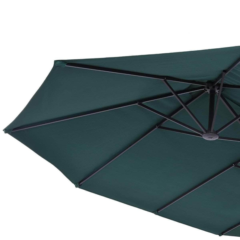 Aosom Umbrella 15ft Outdoor Patio Umbrella with Twin Canopy Sunshade and Lift Crank - Available in 4 Colours