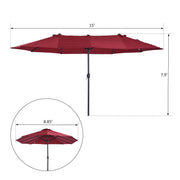 Aosom Umbrella 15ft Outdoor Patio Umbrella with Twin Canopy Sunshade and Lift Crank - Available in 4 Colours