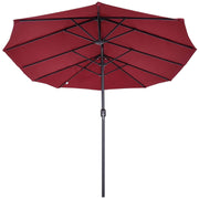 Aosom Umbrella 15ft Outdoor Patio Umbrella with Twin Canopy Sunshade and Lift Crank - Available in 4 Colours