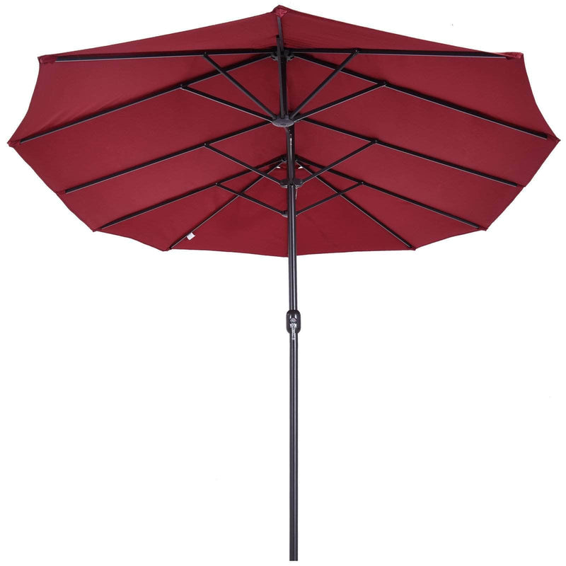 Aosom Umbrella 15ft Outdoor Patio Umbrella with Twin Canopy Sunshade and Lift Crank - Available in 4 Colours