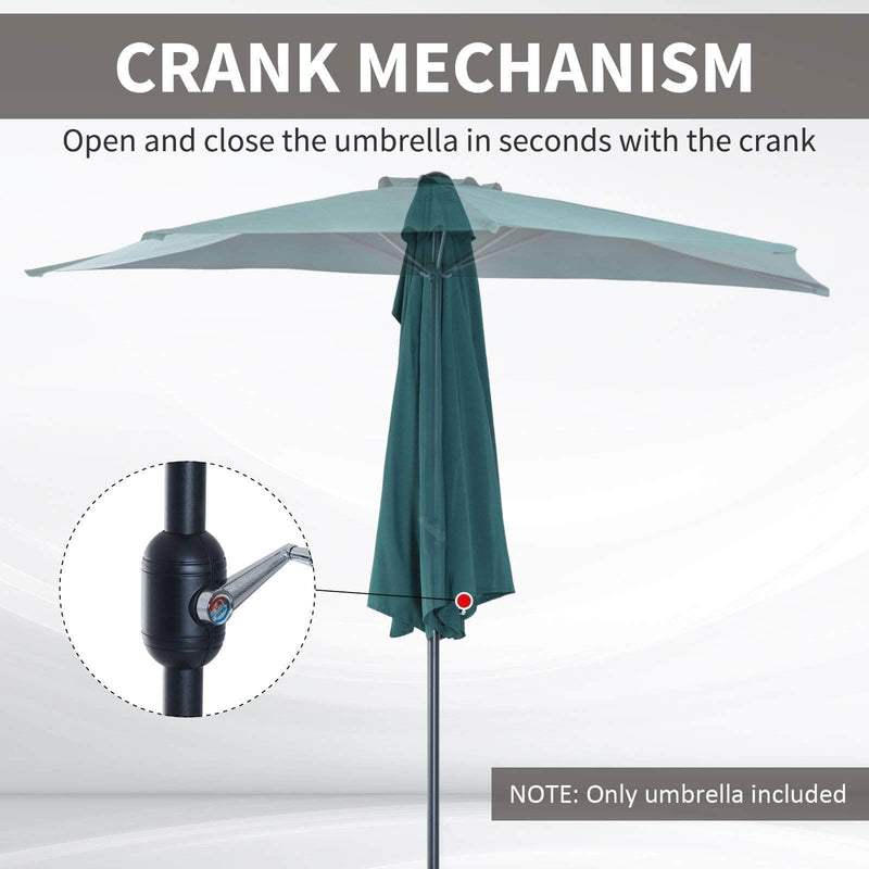 Aosom Umbrella 9ft Outdoor Patio Half Round Umbrella Sunshield - Available in 2 Colours