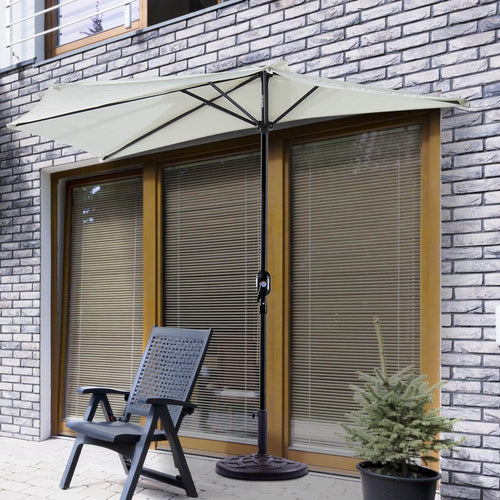 Aosom Umbrella 9ft Outdoor Patio Half Round Umbrella Sunshield - Available in 2 Colours