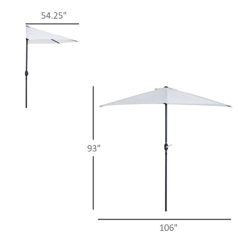 Aosom Umbrella 9ft Outdoor Patio Half Round Umbrella Sunshield - Available in 2 Colours