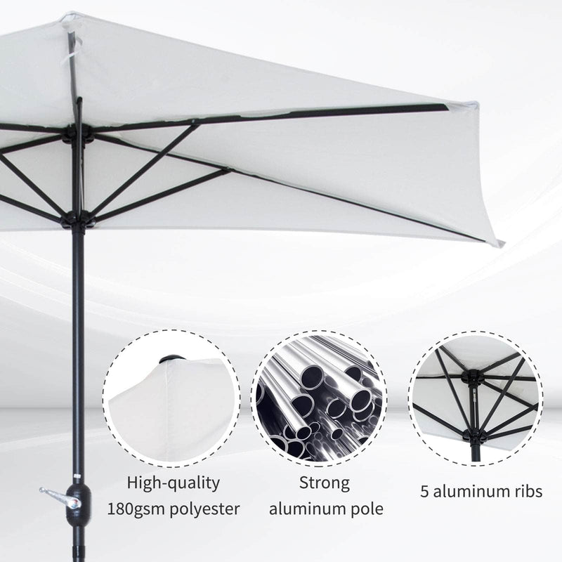Aosom Umbrella 9ft Outdoor Patio Half Round Umbrella Sunshield - Available in 2 Colours