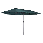 Aosom Umbrella Green 15ft Outdoor Patio Umbrella with Twin Canopy Sunshade and Lift Crank - Available in 4 Colours