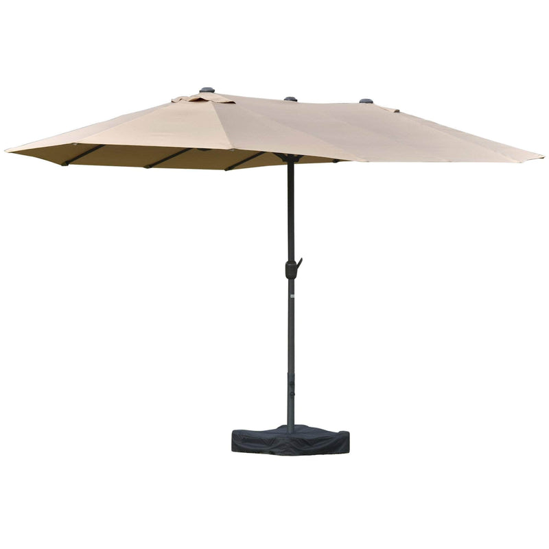 aosom patio umbrellas Outsunny 15ft Outdoor Patio Umbrella with Twin Canopy Sunshade and Lift Crank — Wholesale Furniture Brokers Canada