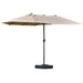 Aosom Umbrella Khaki 15ft Outdoor Patio Umbrella with Twin Canopy Sunshade and Lift Crank - Available in 4 Colours