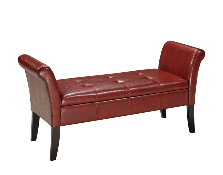 Brassex Inc. Ottoman Red Tufted Accent Bench With Storage - Available in 3 Colours