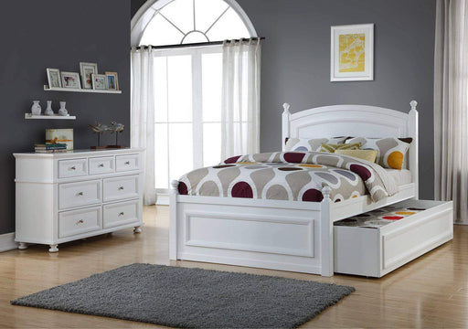 Caramia Furniture Bed White Bed with Dresser Melinda Full Size Bed Set with Trundle