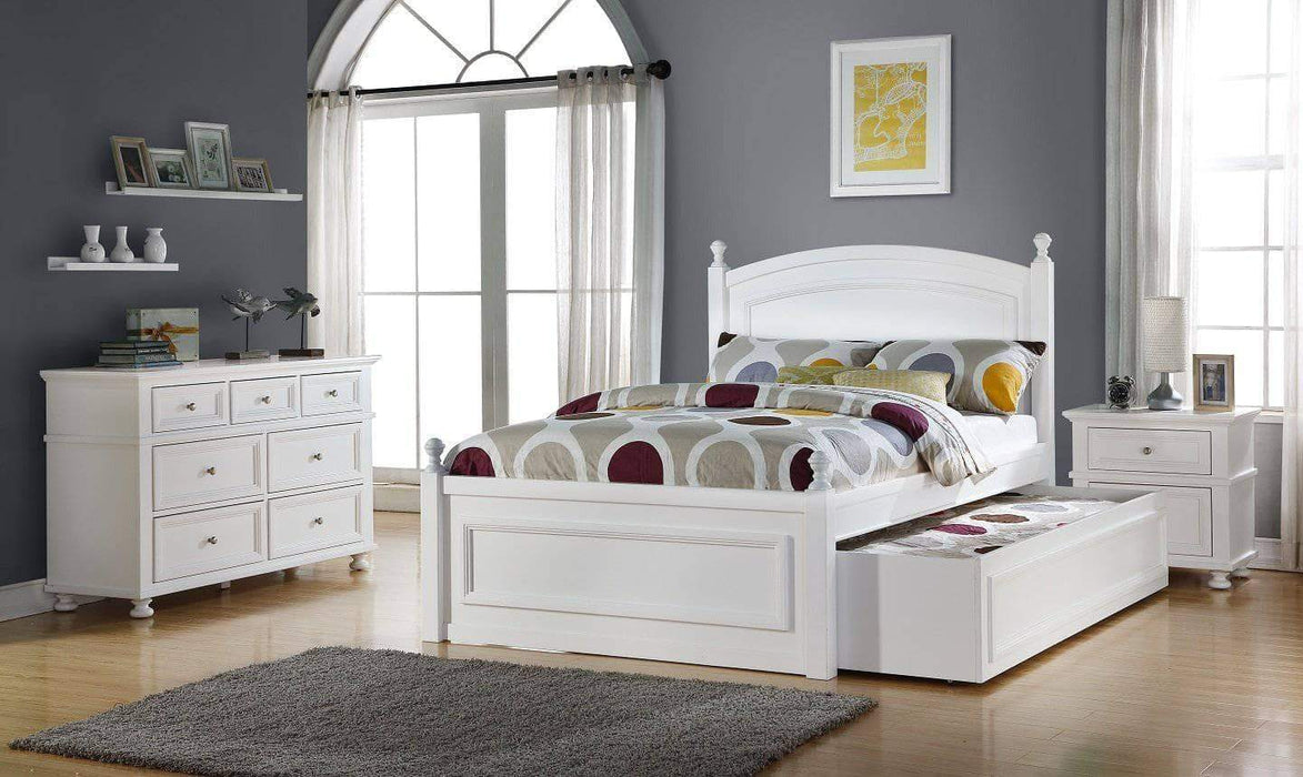 Caramia Furniture Bed White Bed with Nightstand and Dresser Melinda Full Size Bed Set with Trundle