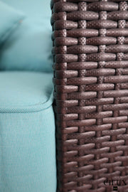 CIEUX Sectional Provence Outdoor Patio Wicker Rattan Modular Corner Sectional Sofa in Blue