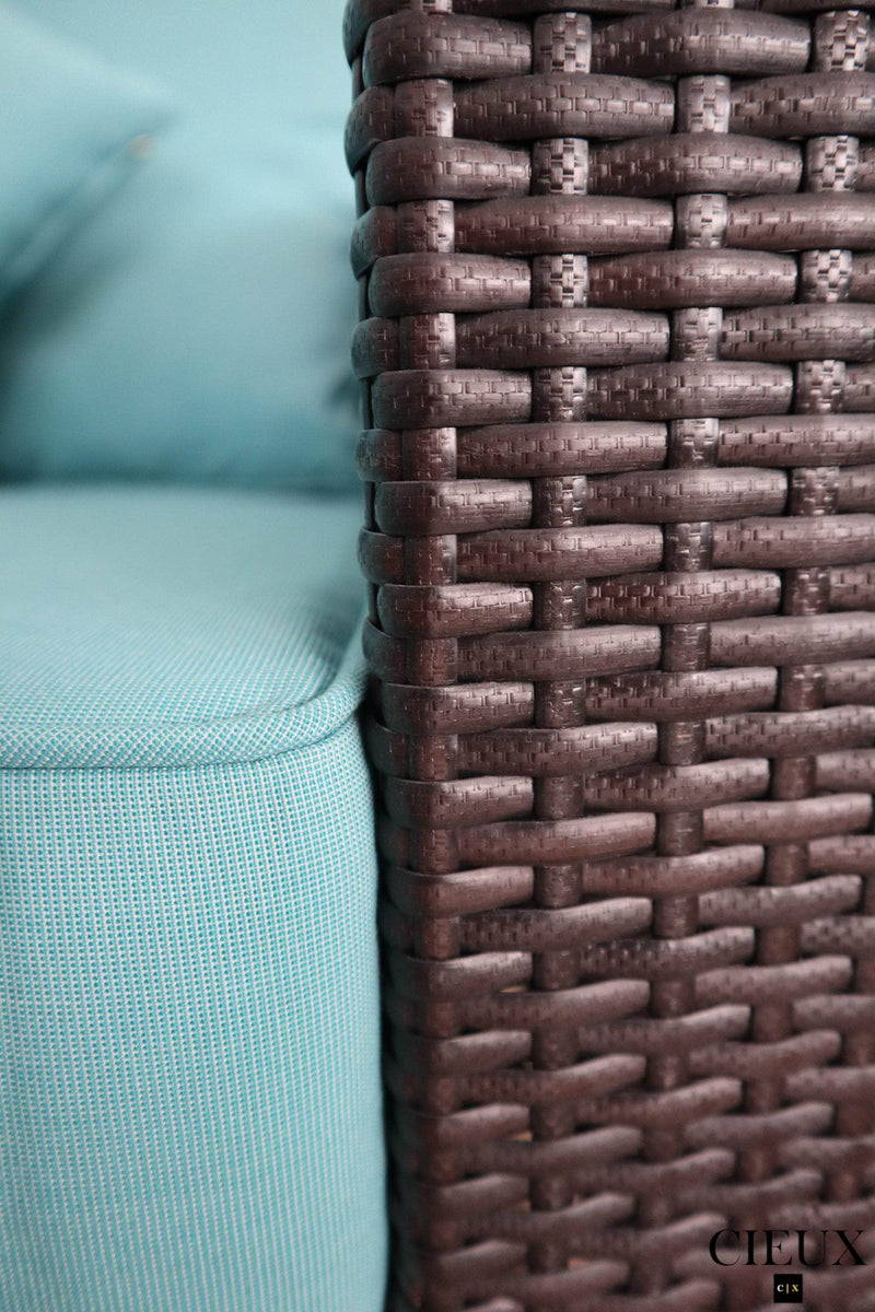 CIEUX Sectional Provence Outdoor Patio Wicker Rattan Modular Corner Sectional Sofa in Blue