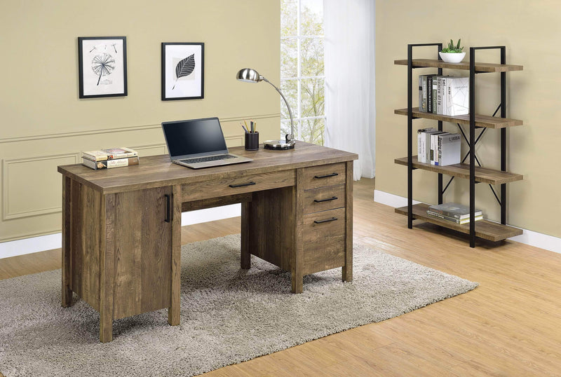 Tolar 4-Drawer Adjustable Shelf Office Desk Rustic Oak