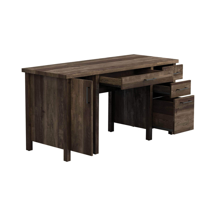 Tolar 4-Drawer Adjustable Shelf Office Desk Rustic Oak