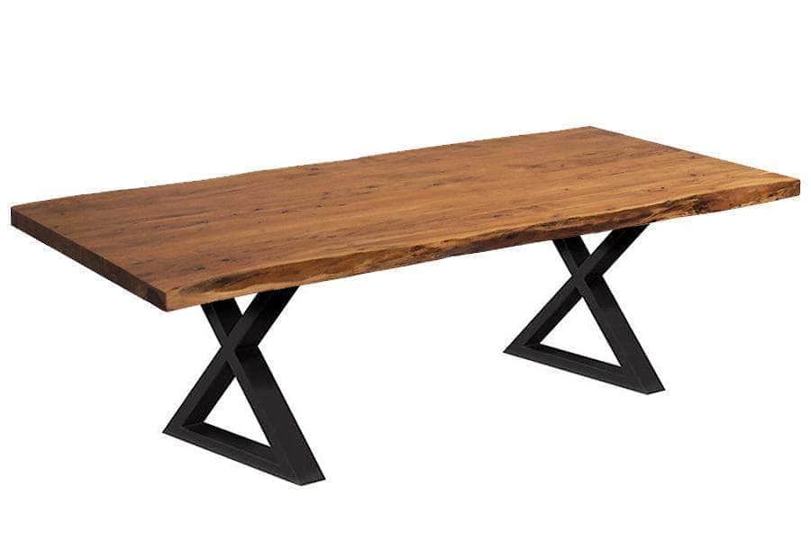 Corcoran Dining Table Black X Legs 84" Live Edge Acacia Dining Table - Available in 8 Leg Styles