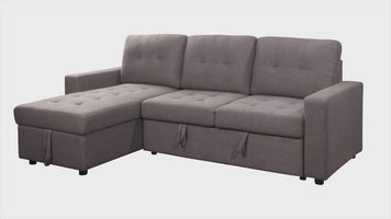 Malibu Sleeper Sectional Sofa Bed with Storage Chaise in Solis Dark Grey