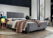 IFDC Bed Spruce Grove Velvet Platform Bed with Deep Tufting in Grey - Available in 2 Sizes