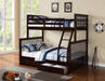 IFDC Bunk Bed Espresso Garmin Twin over Full Bunk Bed with Storage Drawers