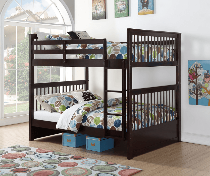 IFDC Bunk Bed Espresso Mission Full over Full Wooden Bunk Bed - Available in 3 Colours