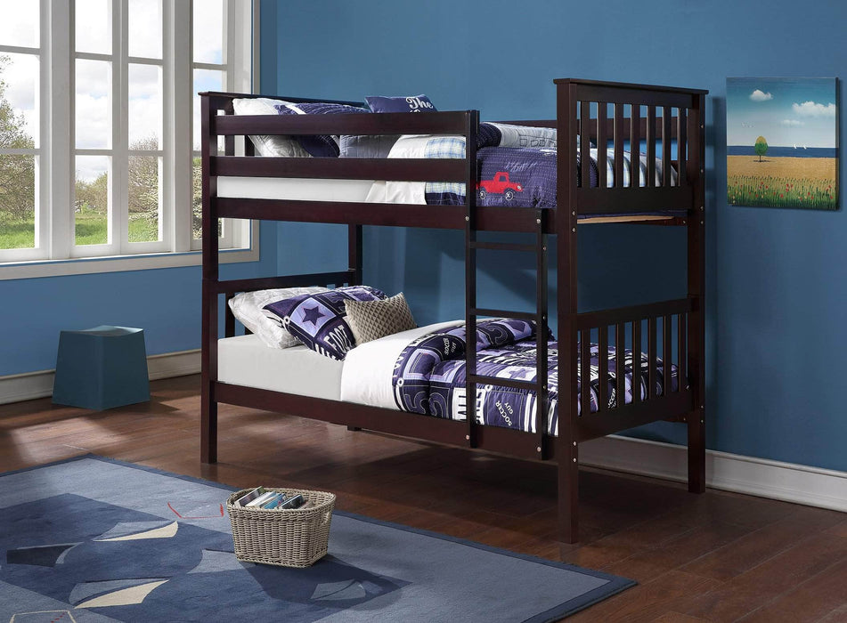 IFDC Bunk Bed Espresso Tofino Twin over Twin Wooden Bunk Bed - Available in 3 Colours