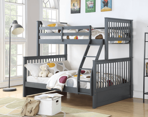 IFDC Bunk Bed Grey Garmin Twin over Full Bunk Bed with Storage Drawers