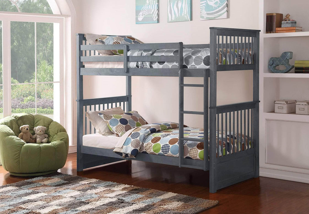 IFDC Bunk Bed Grey Mission Twin over Twin Wooden Bunk Bed - Available in 4 Colours