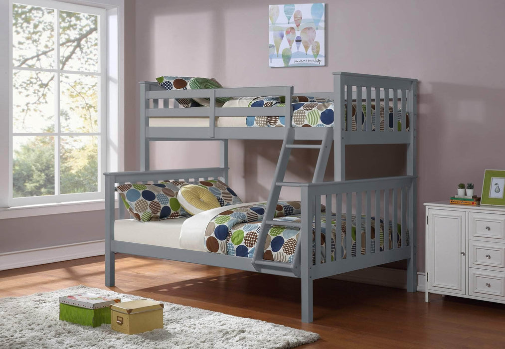 IFDC Bunk Bed Grey Tofino Twin over Full Wooden Bunk Bed - Available in 3 Colours