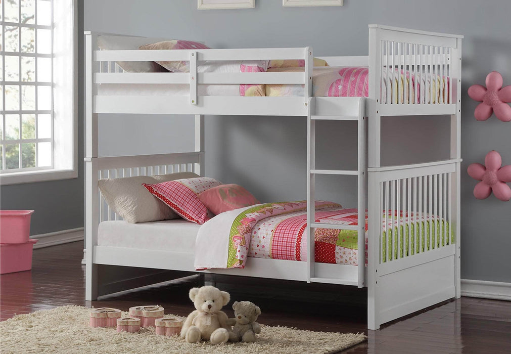 IFDC Bunk Bed White Mission Full over Full Wooden Bunk Bed - Available in 3 Colours