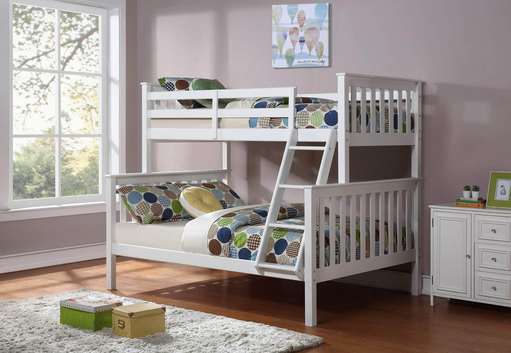 IFDC Bunk Bed White Tofino Twin over Full Wooden Bunk Bed - Available in 3 Colours