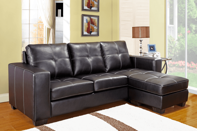 Coquitlam Tufted Bonded Leather Sectional Sofa with Reversible