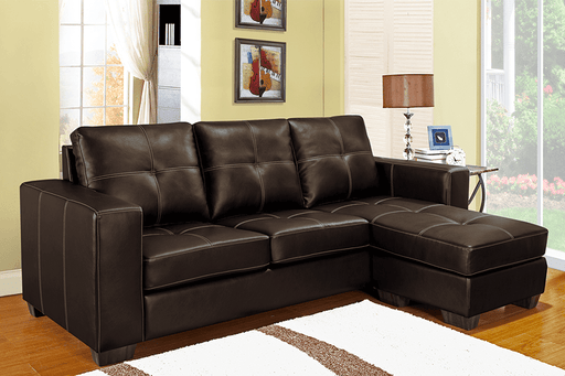 IFDC Sectional Brown Coquitlam Tufted Bonded Leather Sectional Sofa with Reversible Chaise - Available in 2 Colours