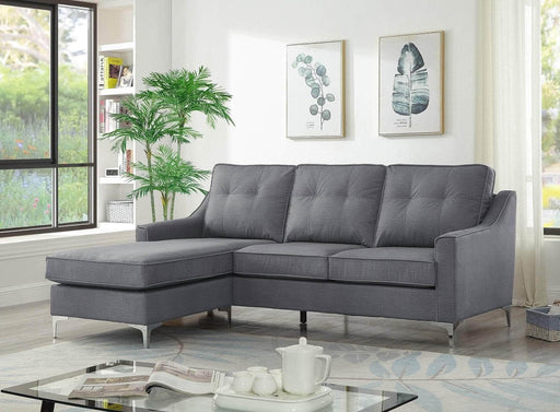 IFDC Sectional Colwood Grey Tufted Fabric Reversible Sectional Sofa