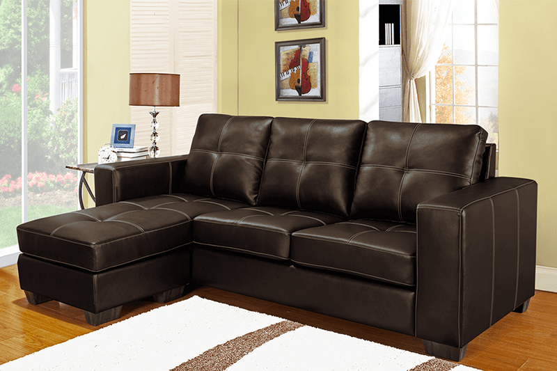IFDC Sectional Coquitlam Tufted Bonded Leather Sectional Sofa with Reversible Chaise - Available in 2 Colours