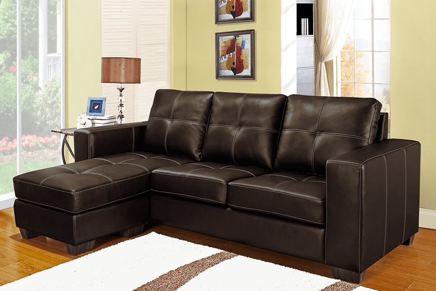 IFDC Sectional Coquitlam Tufted Bonded Leather Sectional Sofa with Reversible Chaise - Available in 2 Colours