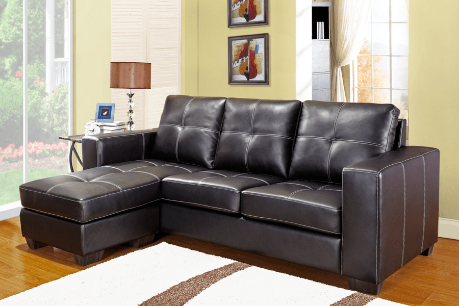 IFDC Sectional Coquitlam Tufted Bonded Leather Sectional Sofa with Reversible Chaise - Available in 2 Colours
