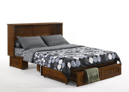 IQ Furniture Murphy Cabinet Bed Heritage Brown Alpine Murphy Cabinet Bed with Queen Gel Memory Foam Mattress - Available in 2 Colours