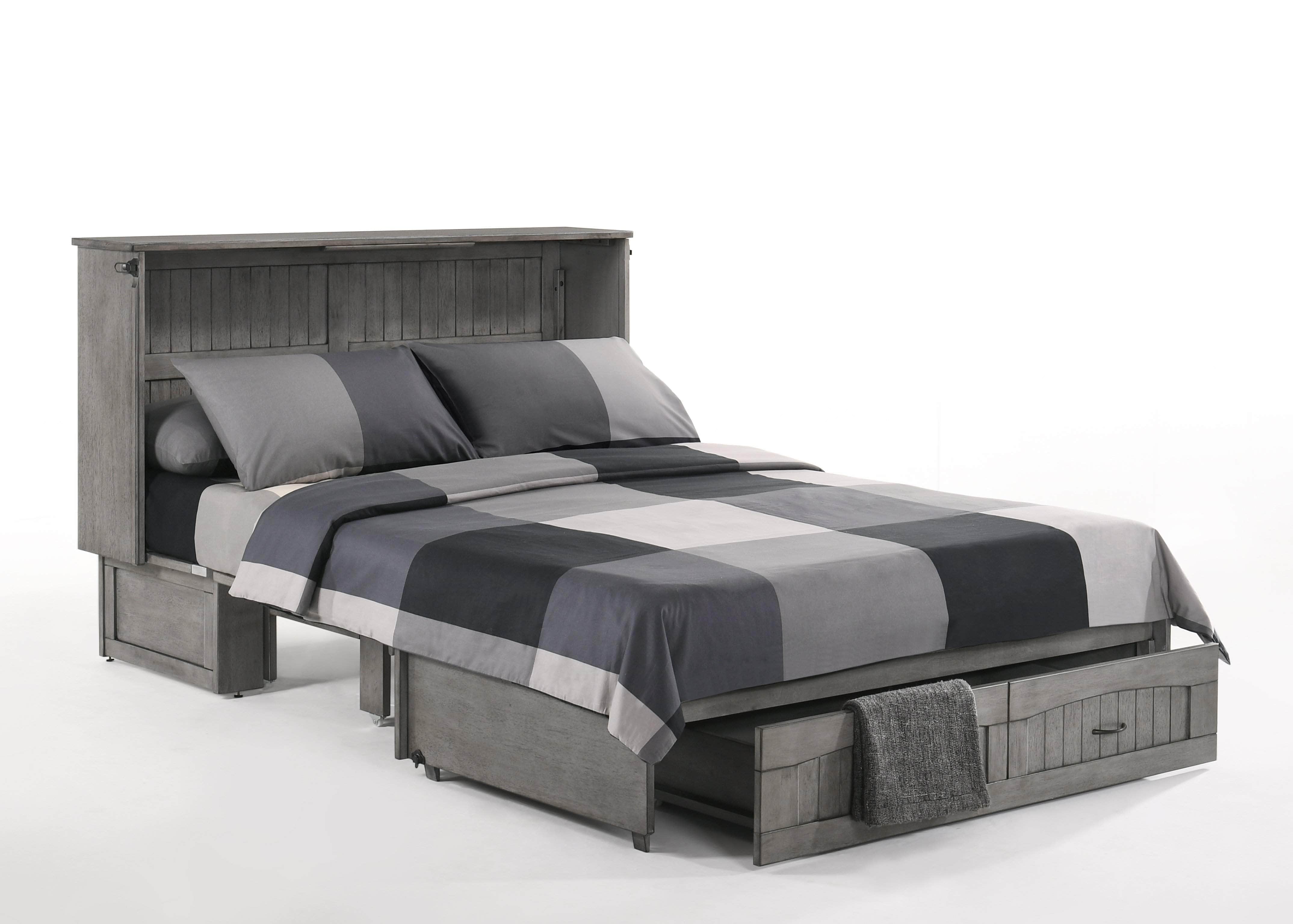IQ Furniture Murphy Cabinet Bed Rustic Grey Alpine Murphy Cabinet Bed with Queen Gel Memory Foam Mattress - Available in 2 Colours