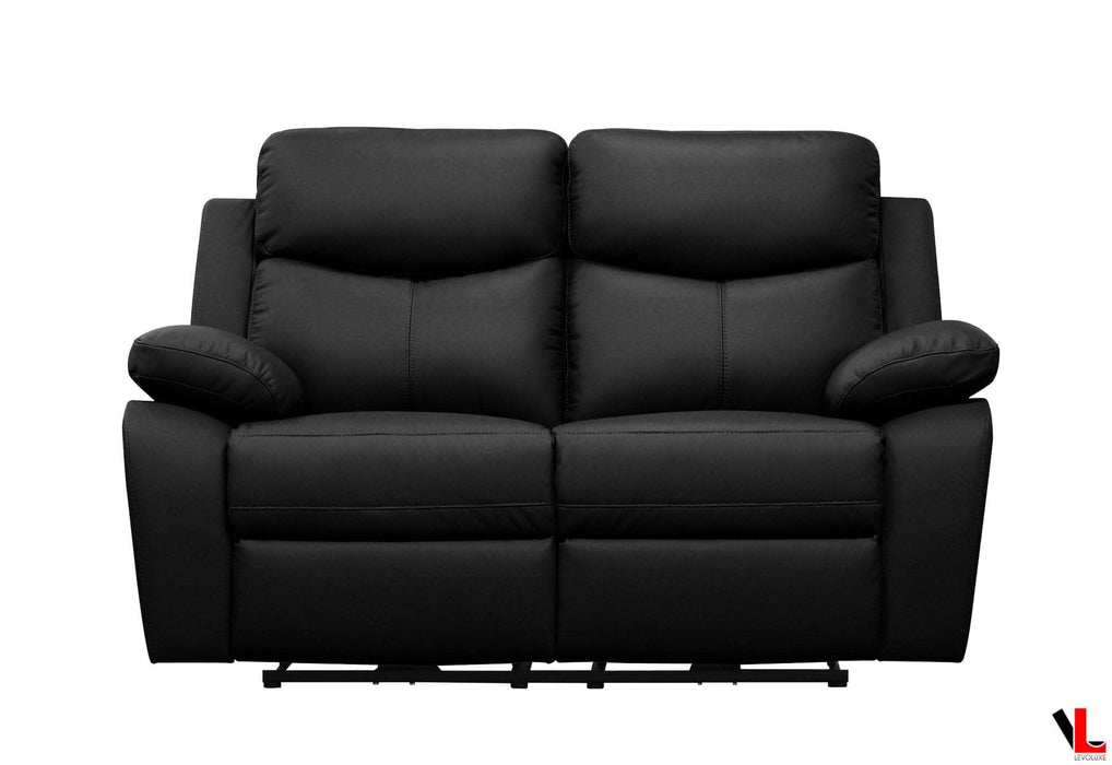 Levoluxe Loveseat Black Aveon 62" Pillow Top Arm Reclining Loveseat in Leather Match - Available in 2 Colours