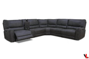 Levoluxe Sectional Atlas Corner Sectional Sofa with Console and Power Recliners in Kori Piompo Fabric