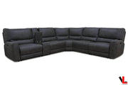 Levoluxe Sectional Atlas Corner Sectional Sofa with Console and Power Recliners in Kori Piompo Fabric