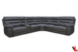 Levoluxe Sectional Aura Corner Sectional Sofa with Console and Power Recliners in Charcoal Faux Leather