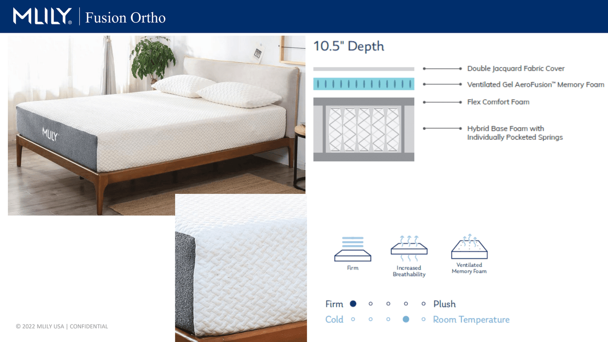 MLily Mattress Fusion Ortho 10.5" Hybrid Cooling Gel Memory Foam and Pocket Coil Mattress
