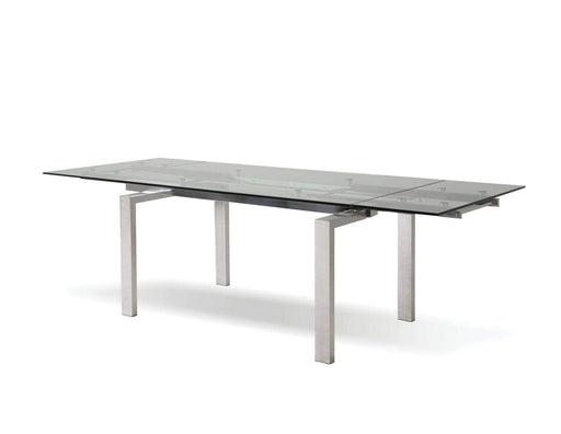 Mobital Dining Table Clear Cantro Extending Dining Table Clear Glass with Stainless Steel Features - Available in 2 Colours