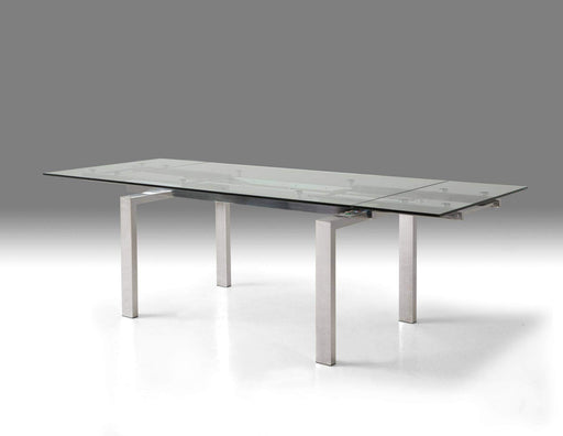 Mobital Dining Table Clear Cantro Extending Dining Table Clear Glass with Stainless Steel Features - Available in 2 Colours