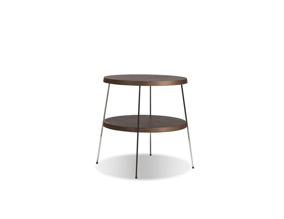 Mobital End Table Small 12" Double Decker End Table American Walnut Veneer Tops with Polished Stainless Steel Frame
