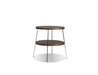 Mobital End Table Small 12" Double Decker End Table American Walnut Veneer Tops with Polished Stainless Steel Frame
