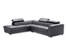 Mobital Leather Sectional Black Icon Left Hand Chaise Sectional Black Premium Leather with Side Split - Available in 3 Colours