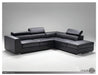 Mobital Leather Sectional Black Icon Right Facing Chaise Sectional White Premium Leather with Side Split - Available in 3 Colours