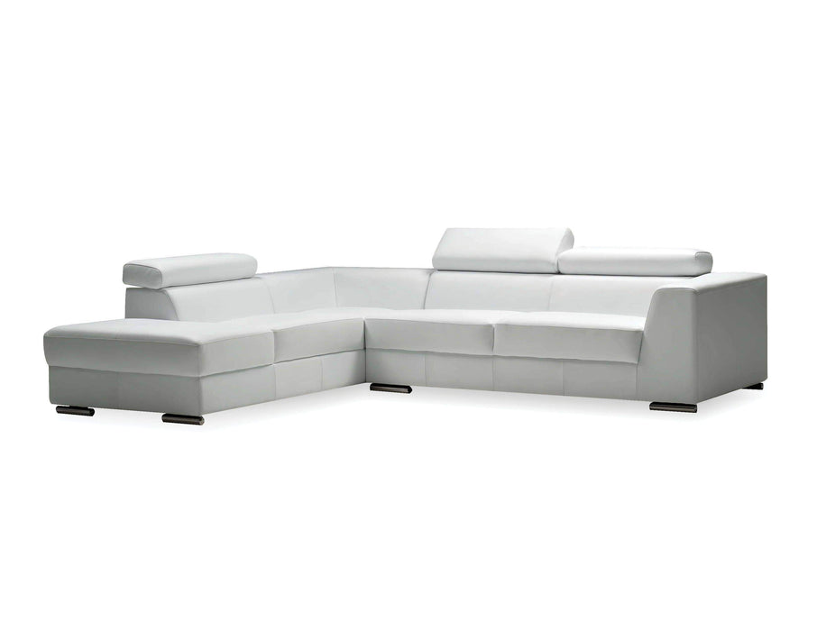 Mobital Leather Sectional White Icon Left Hand Chaise Sectional Black Premium Leather with Side Split - Available in 3 Colours